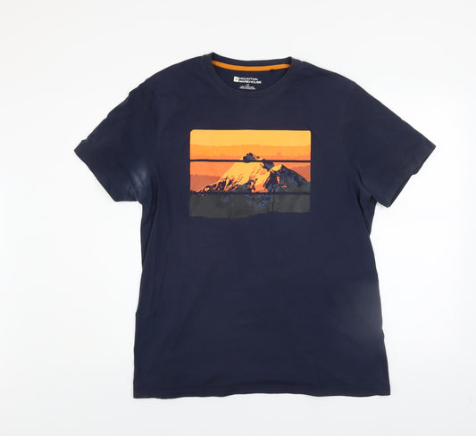 Mountain Warehouse Men Blue Graphic Mountain Print T-Shirt L
