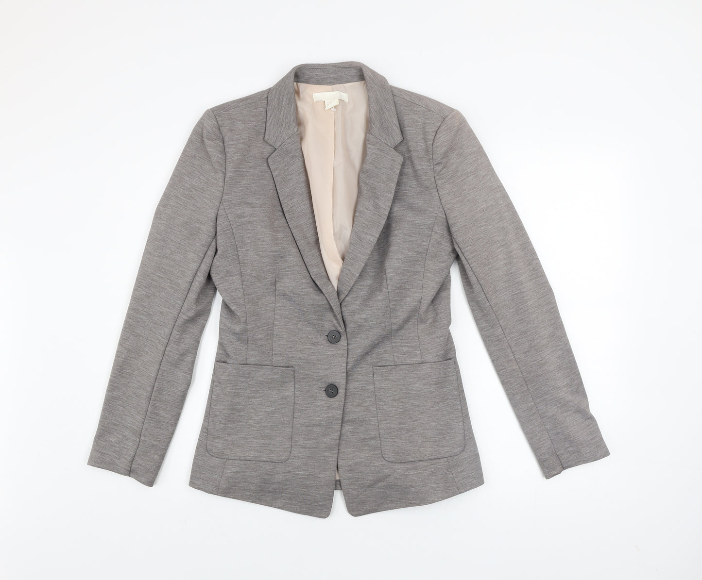 H&M Women’s Grey Slim Fit Blazer Jacket Size 10