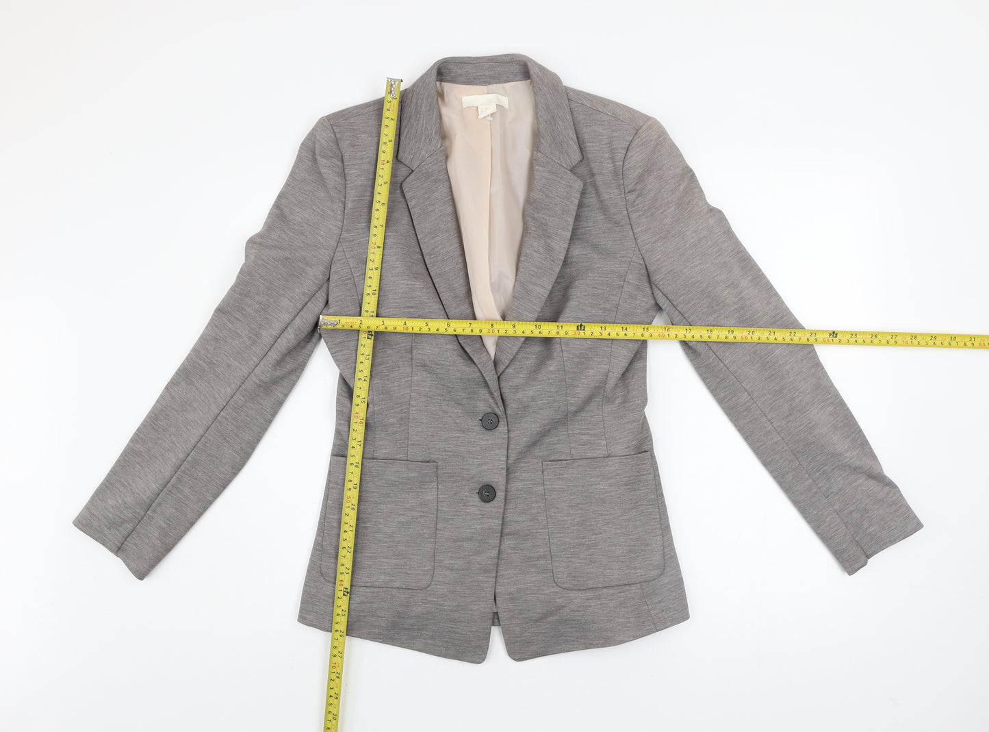 H&M Women’s Grey Slim Fit Blazer Jacket Size 10
