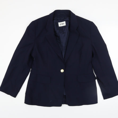 Jobis Women's Blue Wool Classic Blazer Size 10 Workwear Jacket
