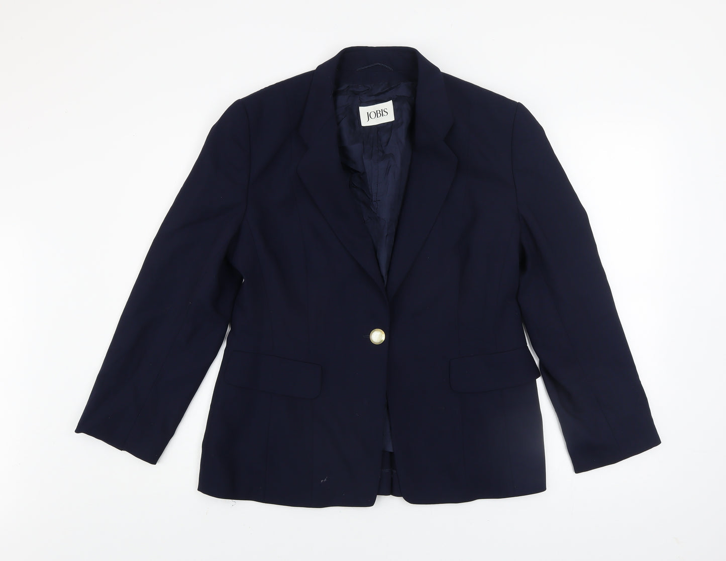Jobis Women's Blue Wool Classic Blazer Size 10 Workwear Jacket