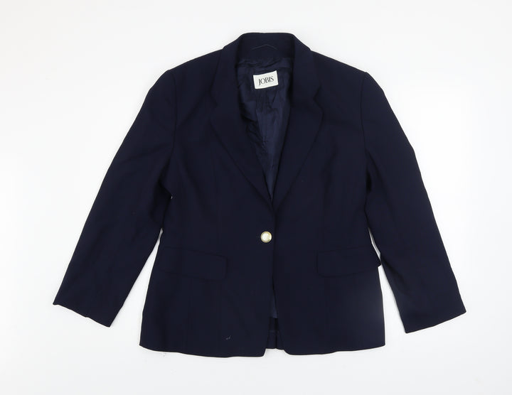 Jobis Women's Blue Wool Classic Blazer Size 10 Workwear Jacket