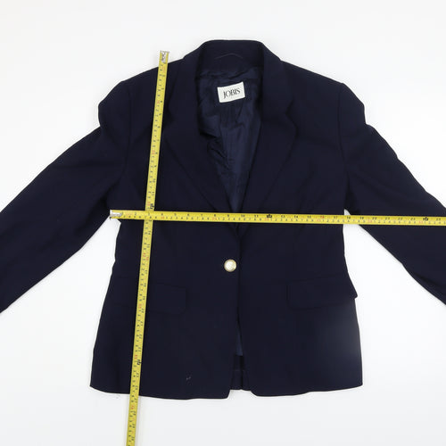 Jobis Women's Blue Wool Classic Blazer Size 10 Workwear Jacket