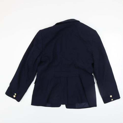 Jobis Women's Blue Wool Classic Blazer Size 10 Workwear Jacket