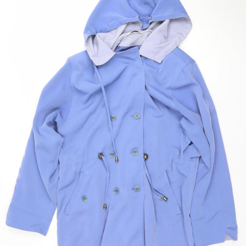 Silkana Nuage Women Blue Hooded Button Waterproof Jacket Size 10