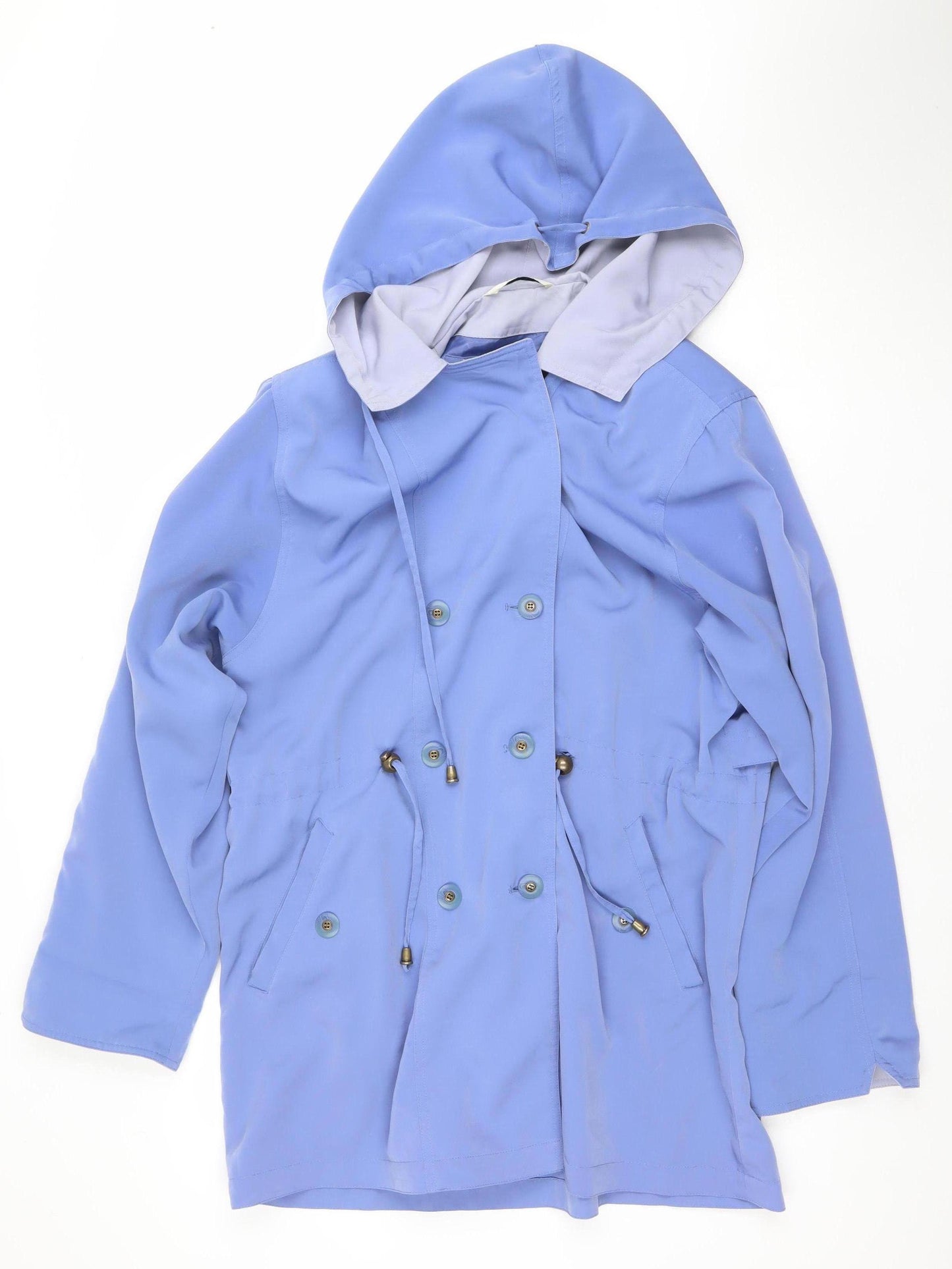 Silkana Nuage Women Blue Hooded Button Waterproof Jacket Size 10