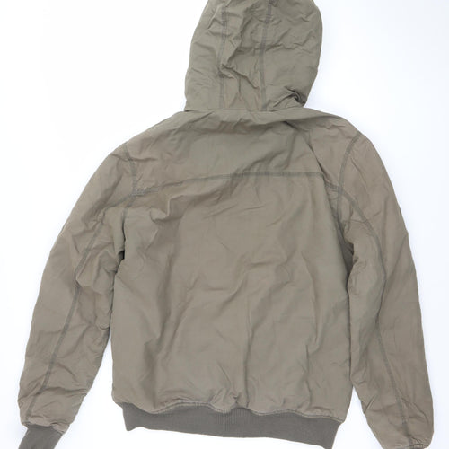 H&M Divided Men's Brown Hooded Bomber Jacket L Cotton Blend