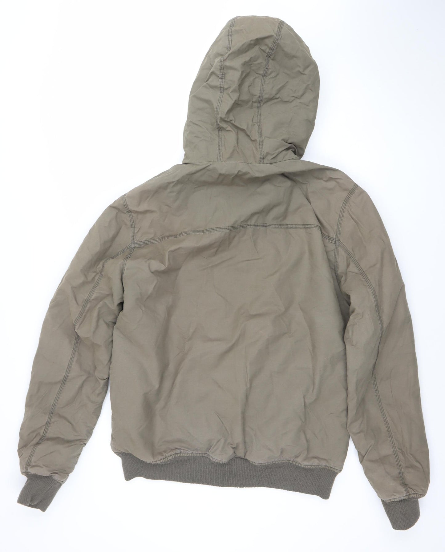 H&M Divided Men's Brown Hooded Bomber Jacket L Cotton Blend