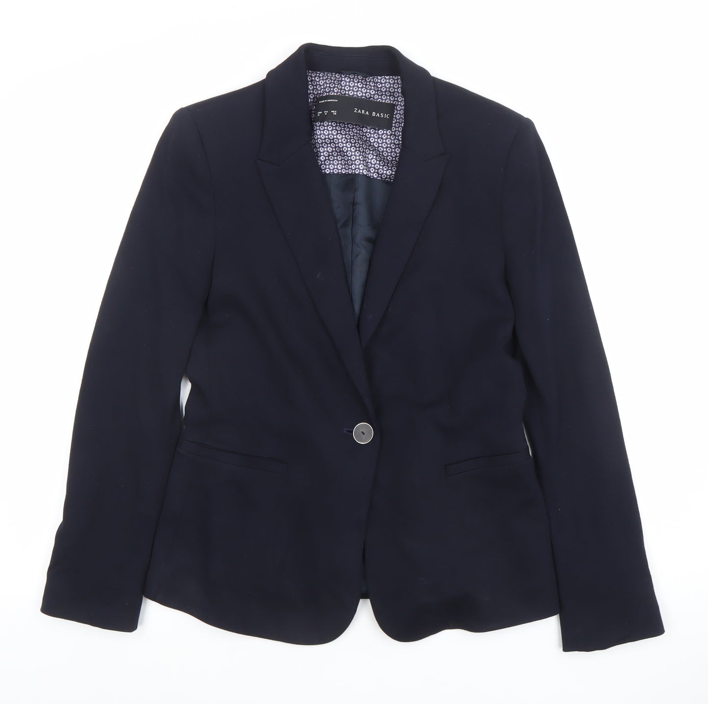 Zara Women's Blue Slim Fit Single-Breasted Lined Blazer Size 12