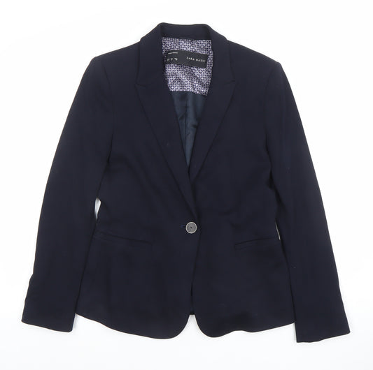 Zara Women's Blue Slim Fit Single-Breasted Lined Blazer Size 12