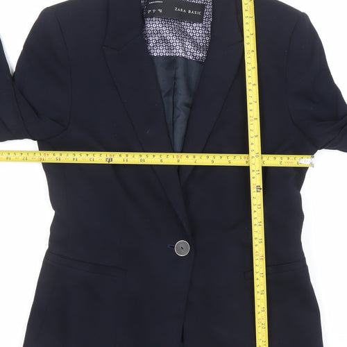 Zara Women's Blue Slim Fit Single-Breasted Lined Blazer Size 12