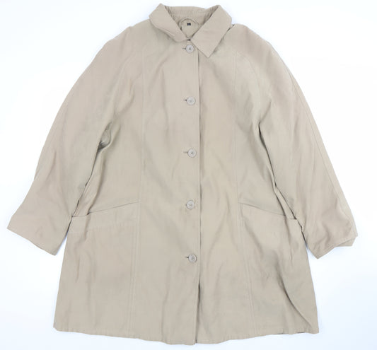 Richards Women Beige Cotton Button Trench Coat Size L