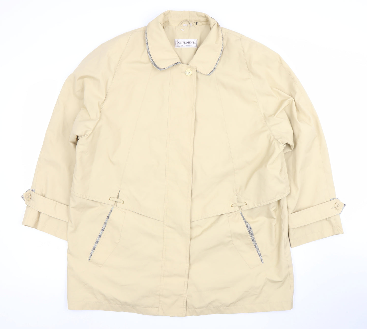 Compliments Women Beige Size 18 Mid-Length Classic Rain Coat