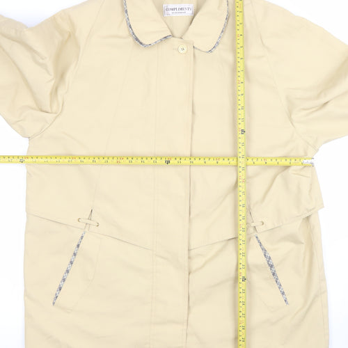 Compliments Women Beige Size 18 Mid-Length Classic Rain Coat