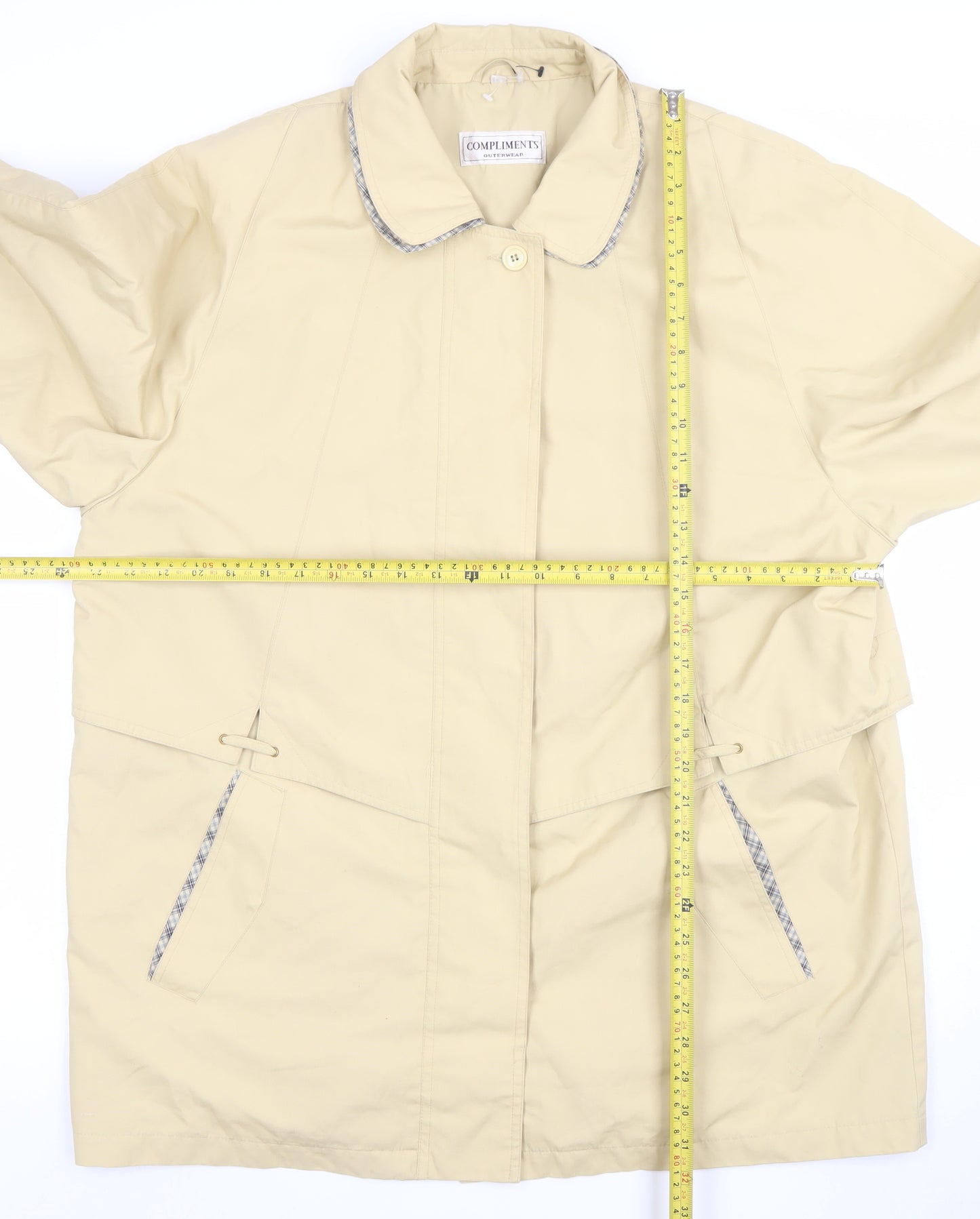 Compliments Women Beige Size 18 Mid-Length Classic Rain Coat