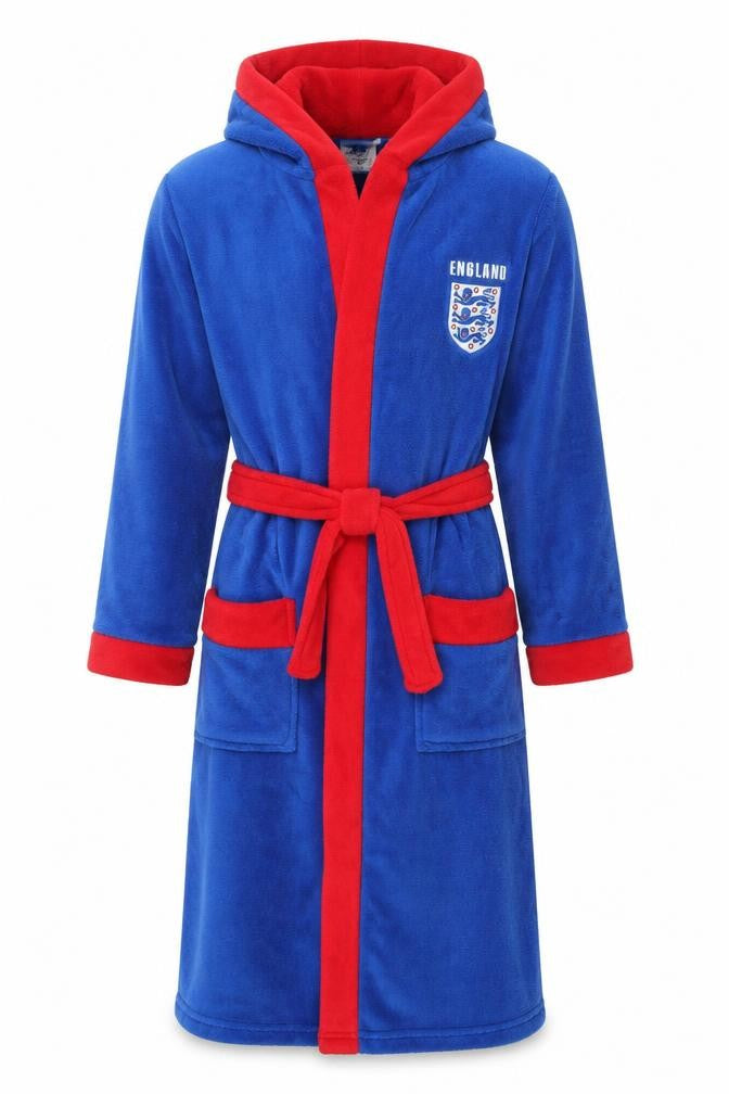 England Boys Blue Hooded Fleece Robe 11-12 Years Football Nightwear