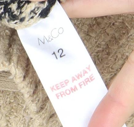 Marks and Spencer Women’s Beige Leopard Print Roll Neck Jumper Size 12