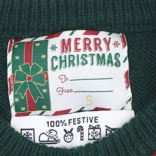Merry Christmas Men's Green S Elf Style Fair Isle Jumper