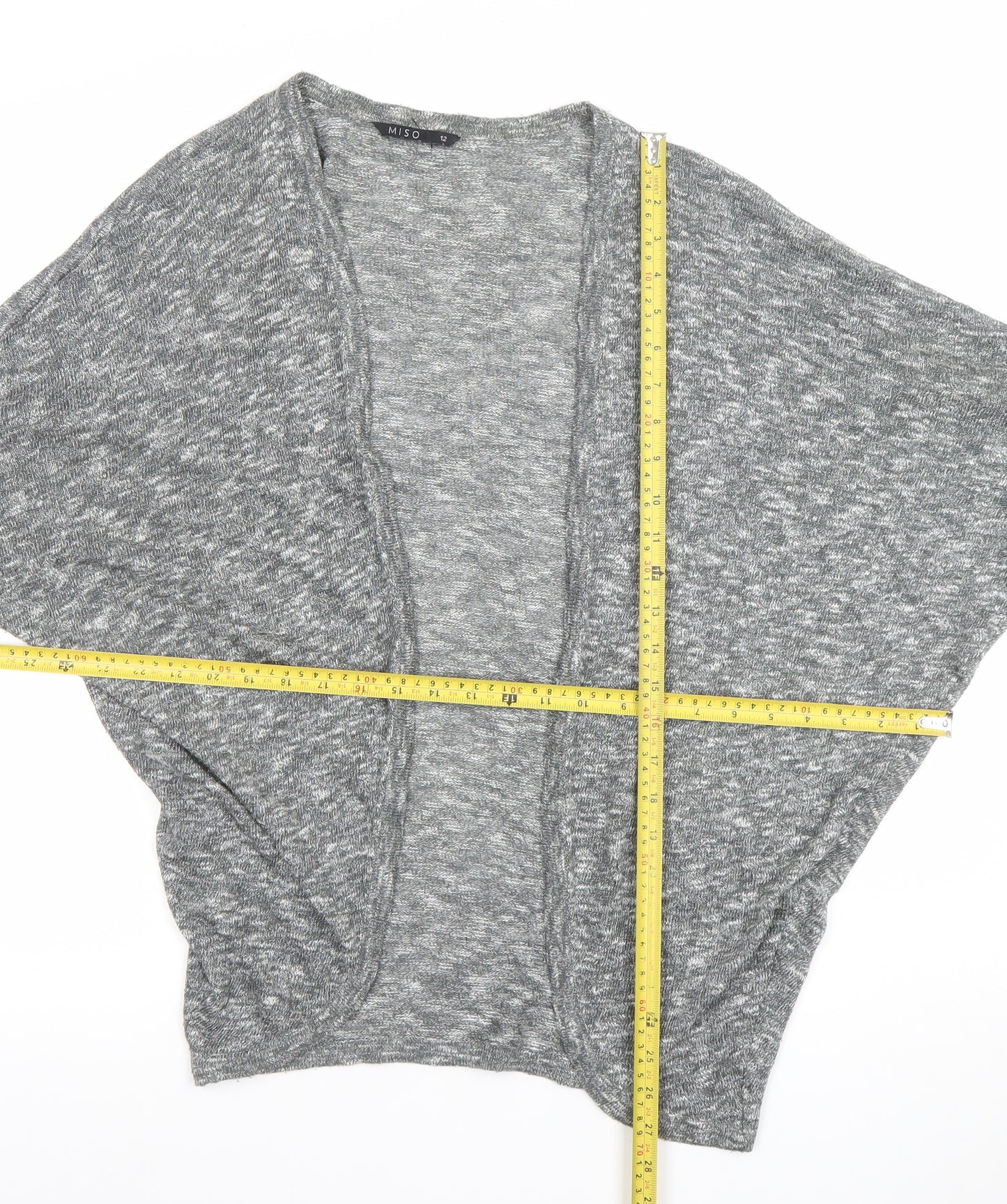 Miso Women’s Grey Knit Open Cardigan Size 12 Relaxed Fit