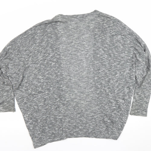 Miso Women’s Grey Knit Open Cardigan Size 12 Relaxed Fit