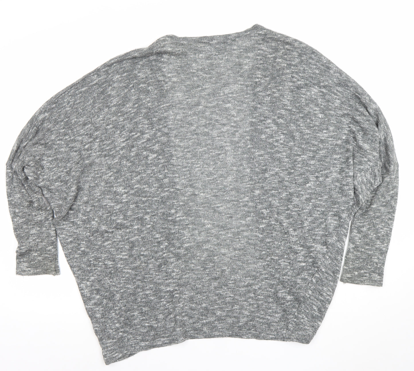 Miso Women’s Grey Knit Open Cardigan Size 12 Relaxed Fit