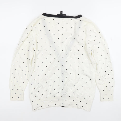 Warehouse Women's Ivory Polka Dot V-Neck Cardigan UK 10