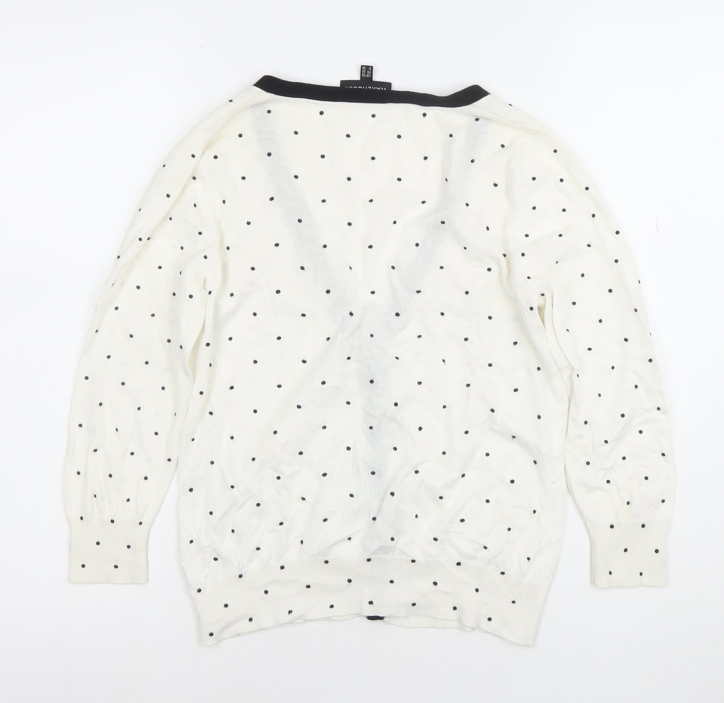 Warehouse Women's Ivory Polka Dot V-Neck Cardigan UK 10