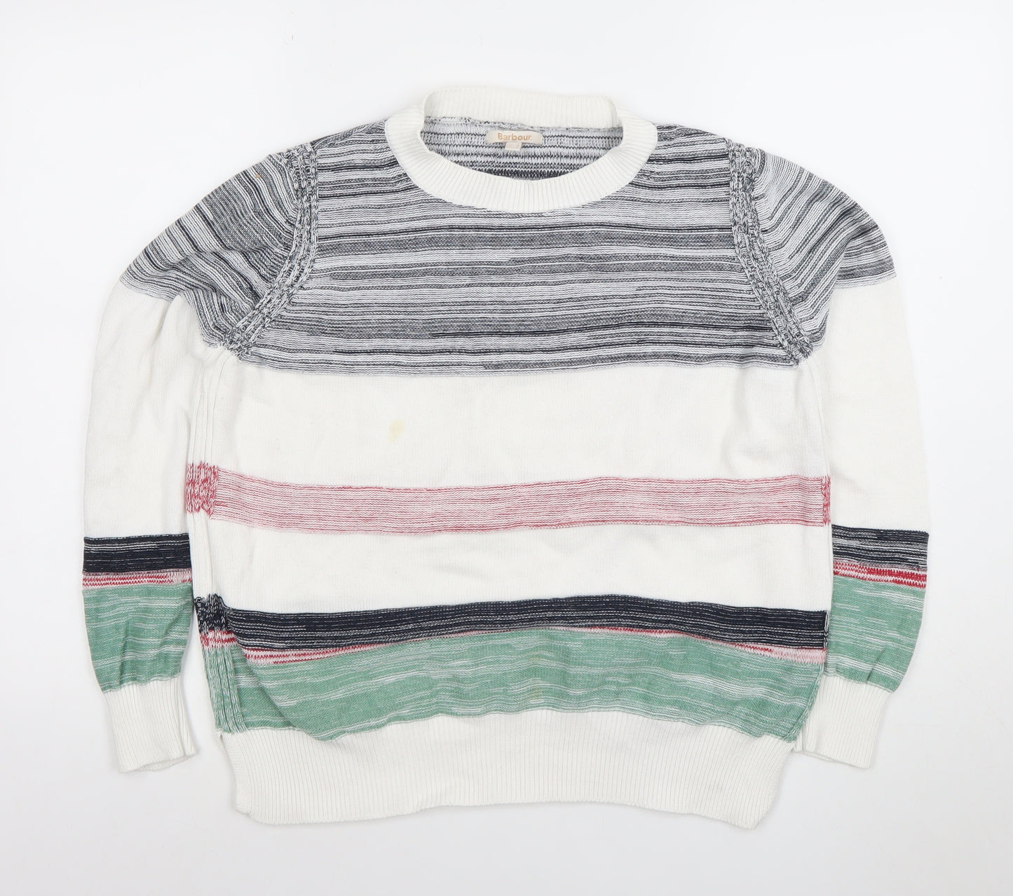 Barbour Women's Multicoloured Cotton Striped Pullover Jumper Size 12