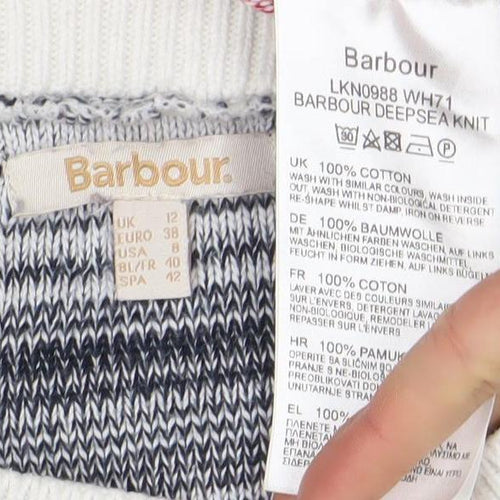 Barbour Women's Multicoloured Cotton Striped Pullover Jumper Size 12