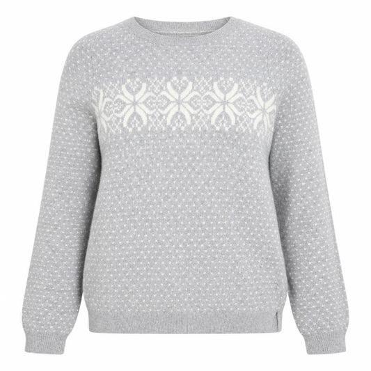 Front view of Oasis girls’ grey xs fair isle crew neck jumper winter knit