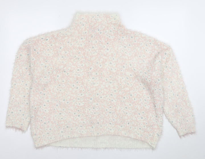 Next Women’s Pink High Neck Chunky Knit Pullover Jumper Size 20