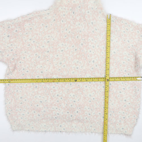Next Women’s Pink High Neck Chunky Knit Pullover Jumper Size 20