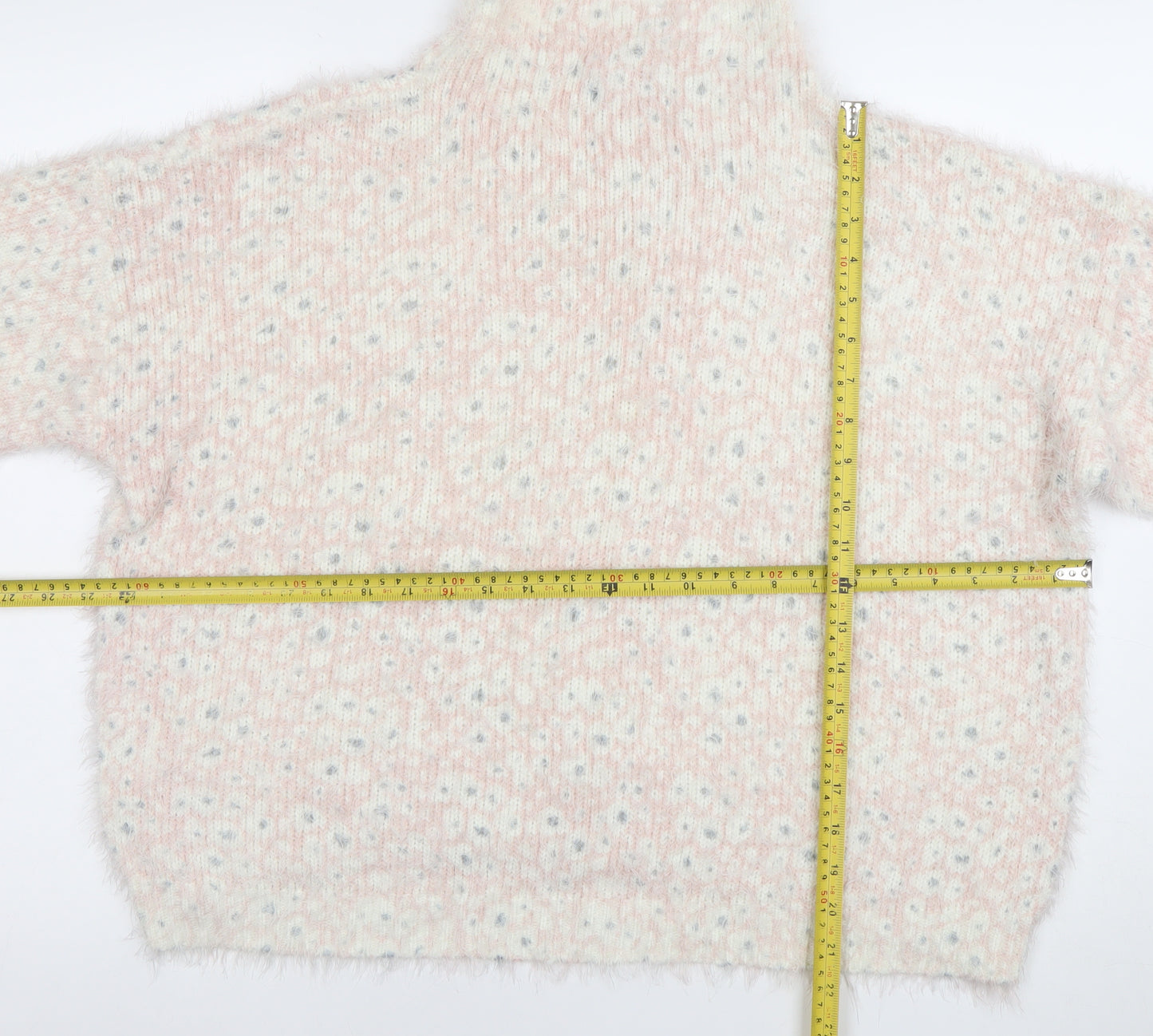 Next Women’s Pink High Neck Chunky Knit Pullover Jumper Size 20