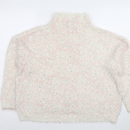 Next Women’s Pink High Neck Chunky Knit Pullover Jumper Size 20