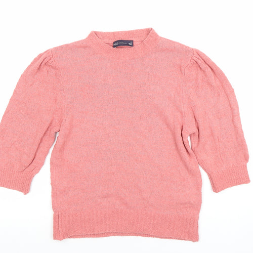 Marks and Spencer Women’s Pink Mock Neck 3/4 Sleeve Knit Jumper Size 10
