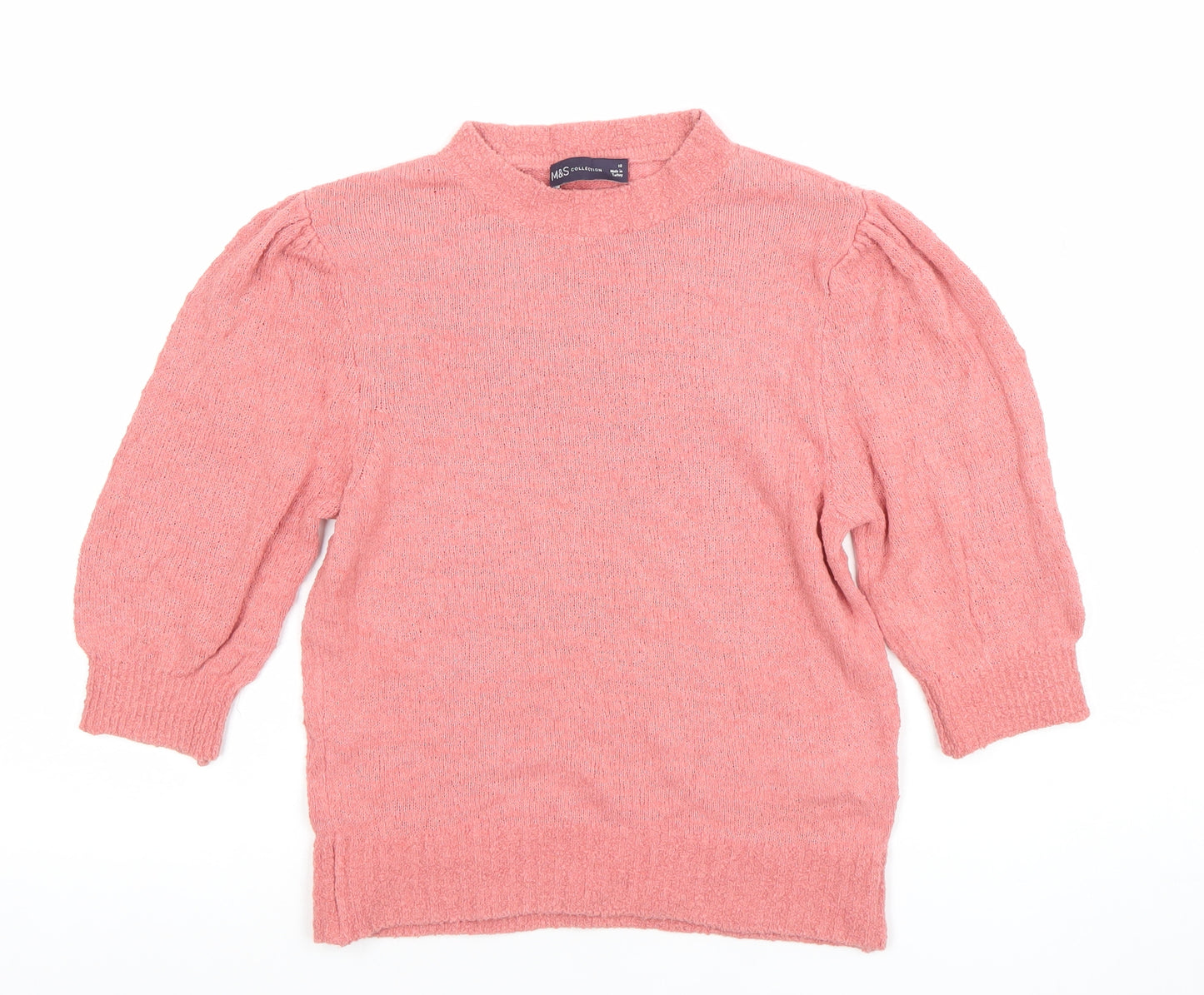 Marks and Spencer Women’s Pink Mock Neck 3/4 Sleeve Knit Jumper Size 10