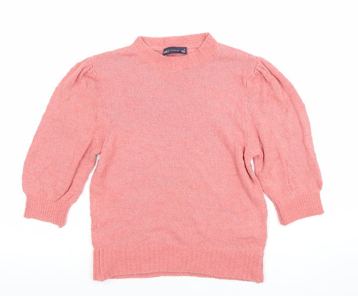 Marks and Spencer Women’s Pink Mock Neck 3/4 Sleeve Knit Jumper Size 10