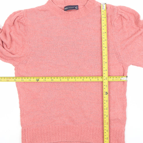 Marks and Spencer Women’s Pink Mock Neck 3/4 Sleeve Knit Jumper Size 10