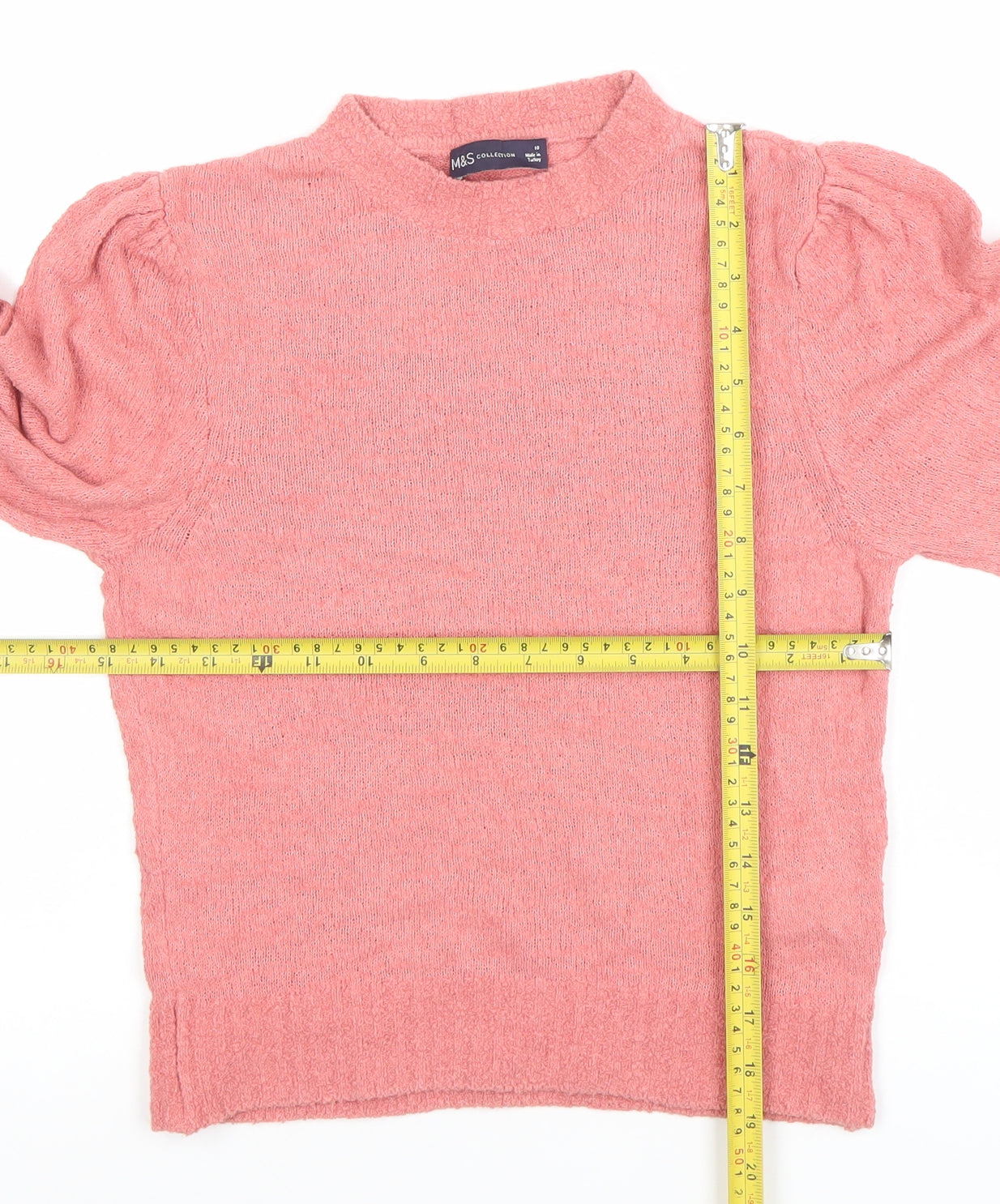 Marks and Spencer Women’s Pink Mock Neck 3/4 Sleeve Knit Jumper Size 10