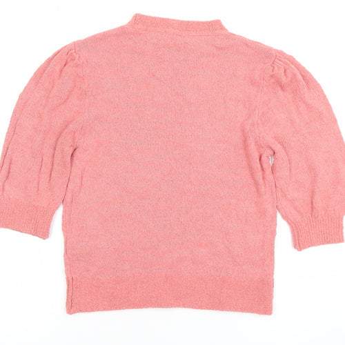 Marks and Spencer Women’s Pink Mock Neck 3/4 Sleeve Knit Jumper Size 10