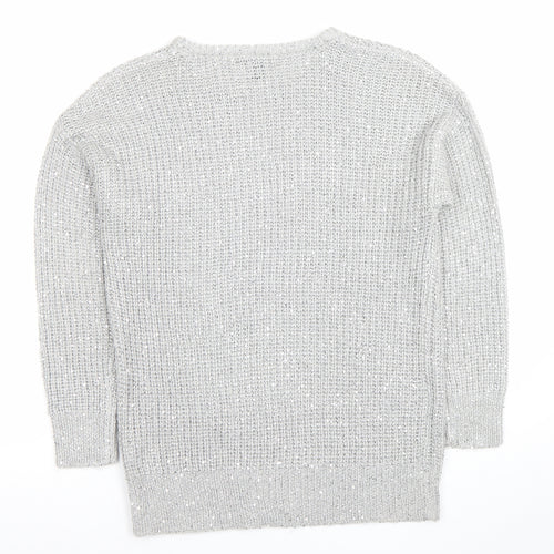 Atmosphere Women's Silver Sequin Chunky Knit Jumper Size 10