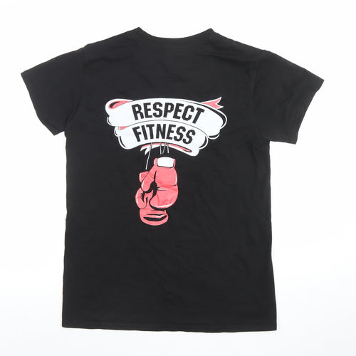 Casual Classics Women's Black Cotton Fitness Print T-Shirt Size S