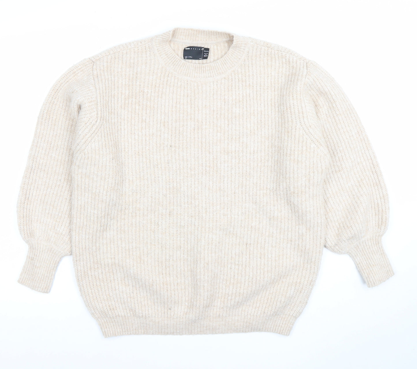 ASOS Women’s Beige Chunky Knit Jumper Size 6 Crew Neck
