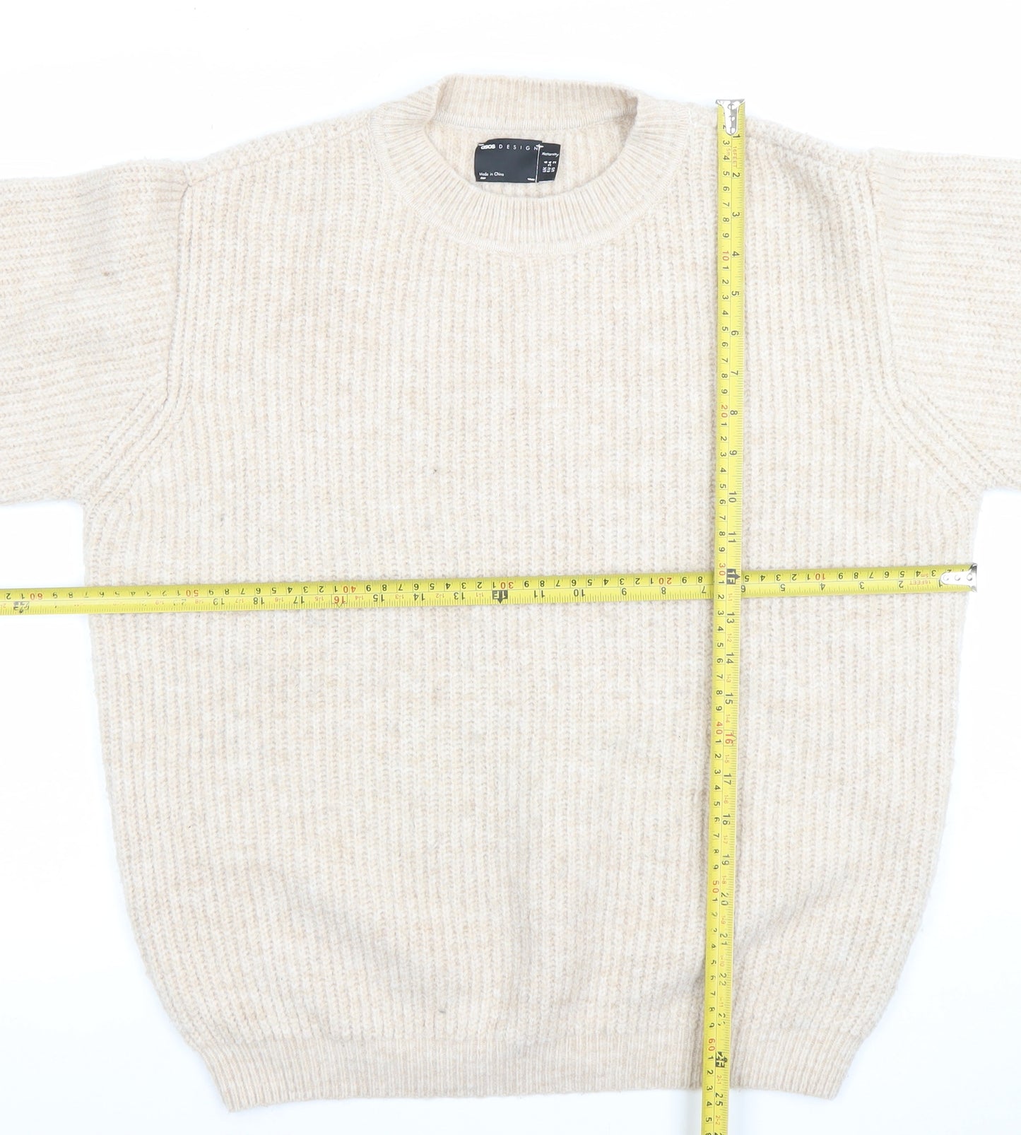 ASOS Women’s Beige Chunky Knit Jumper Size 6 Crew Neck