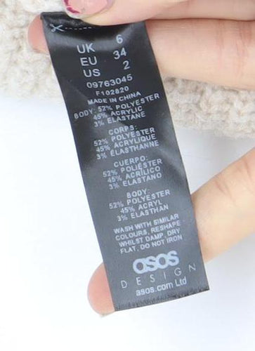 ASOS Women’s Beige Chunky Knit Jumper Size 6 Crew Neck