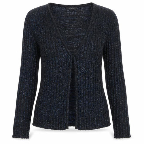 Pm Womens Black Glitter Knit Cardigan Small V-Neck Long Sleeve