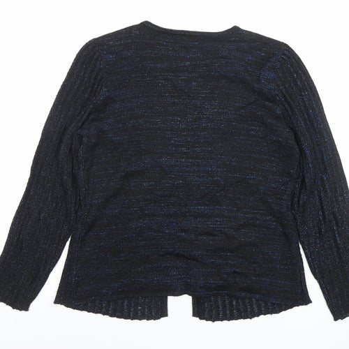 Pm Womens Black Glitter Knit Cardigan Small V-Neck Long Sleeve