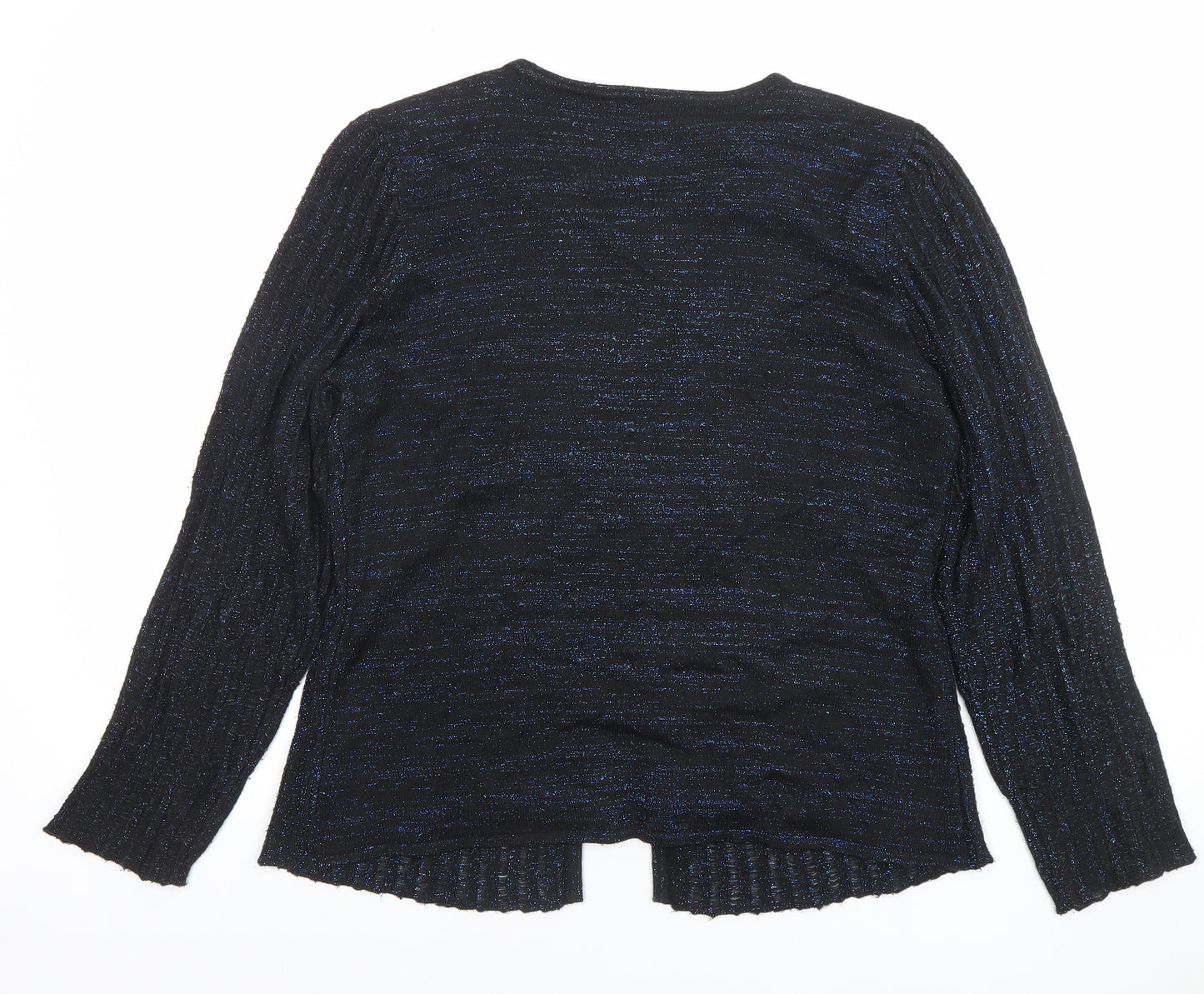Pm Womens Black Glitter Knit Cardigan Small V-Neck Long Sleeve