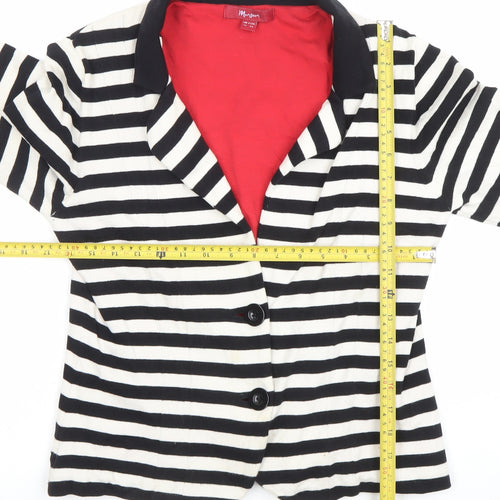 Monsoon Women's Black & White Striped Blazer UK 14 Cotton Blend