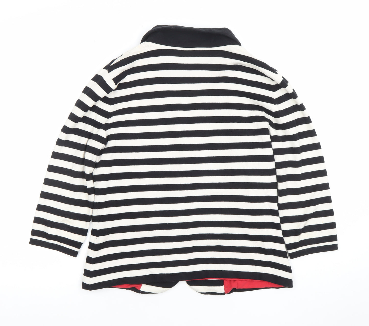 Monsoon Women's Black & White Striped Blazer UK 14 Cotton Blend